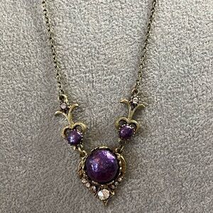 Antique purple glass stone necklace